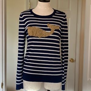 Talbots striped Sweater With Sparkly Whale
